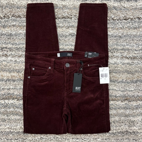 KUT From The Kloth Diana Skinny Corduroy Jeans In Currant Sz 0 NWT | KUT Jeans - - Picture 1 of 13